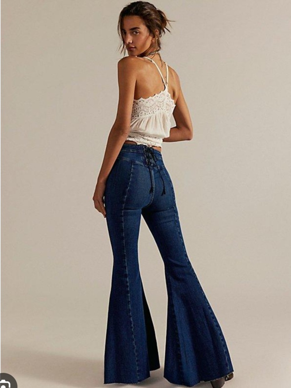 We The Free Dark Blue High-Waisted Flare Jeans